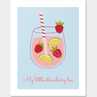 Pastel kawaii strawberry milk tea Posters and Art